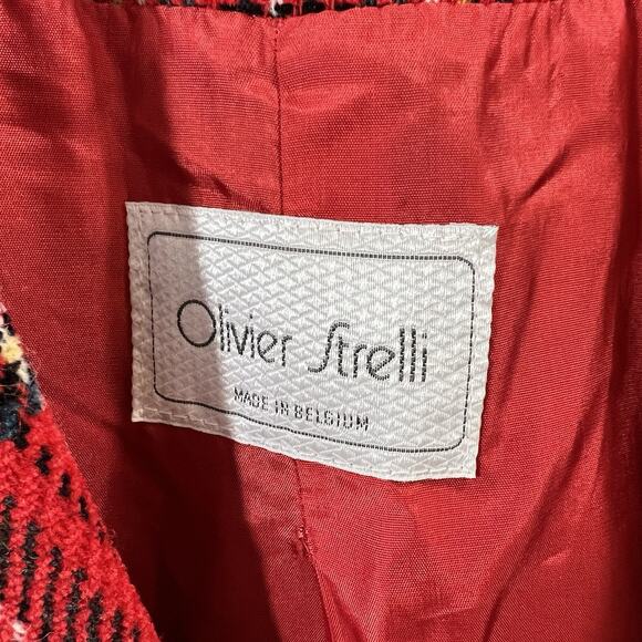 Olivier Strelli Women’s Wool Tartan Blazer Sz L 42 Red Plaid Preppy Academiacore - Picture 3 of 8